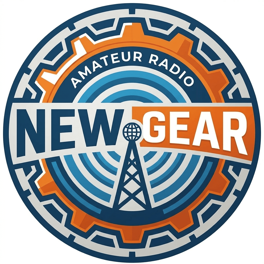 Amateur Radio New Gear logo with radio tower and gear design